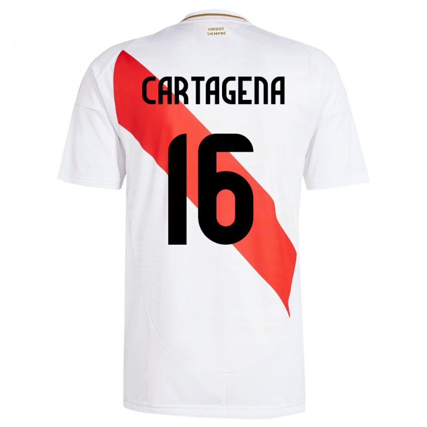 Uomo Maglia Perù Wilder Cartagena #16 Bianco Kit Gara Home 24-26 Maglietta