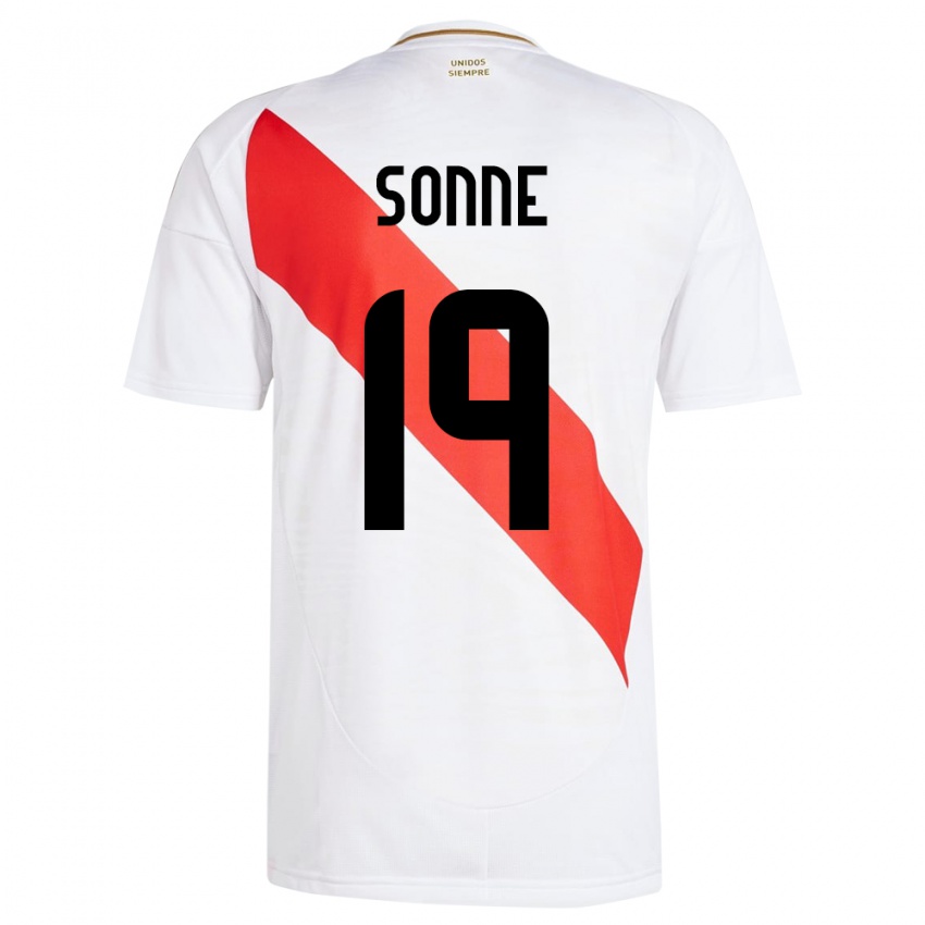 Uomo Maglia Perù Oliver Sonne #19 Bianco Kit Gara Home 24-26 Maglietta