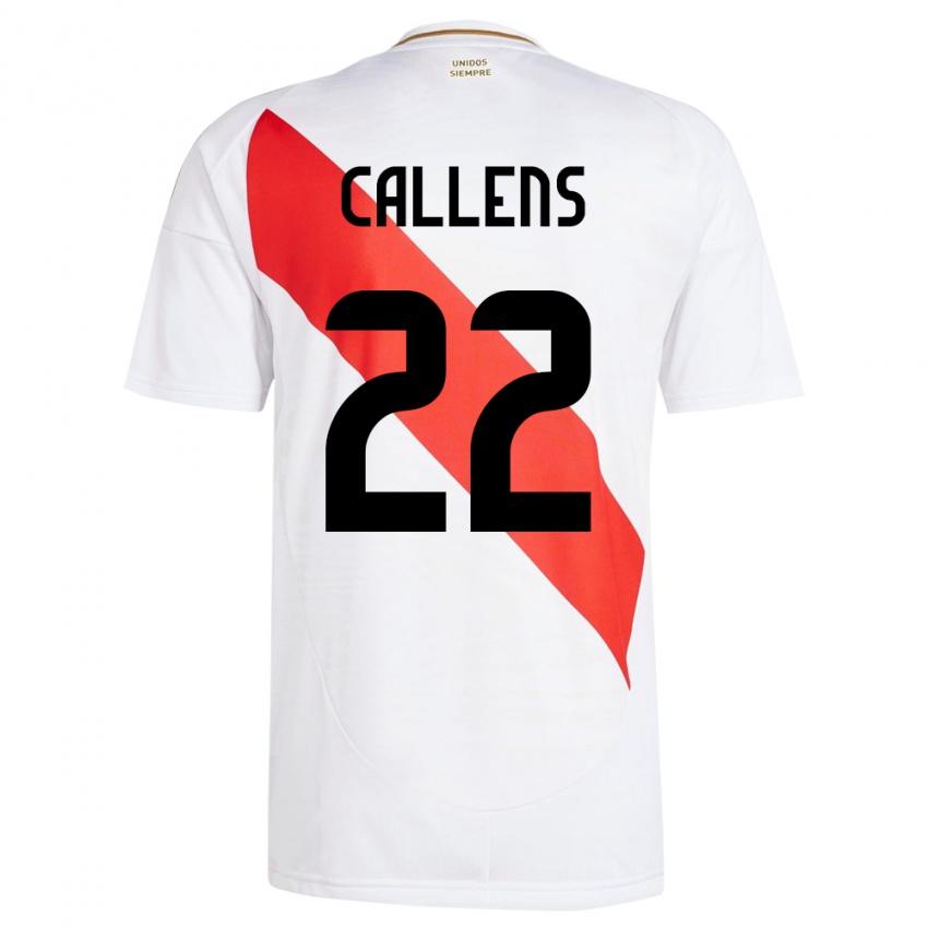 Uomo Maglia Perù Alexander Callens #22 Bianco Kit Gara Home 24-26 Maglietta