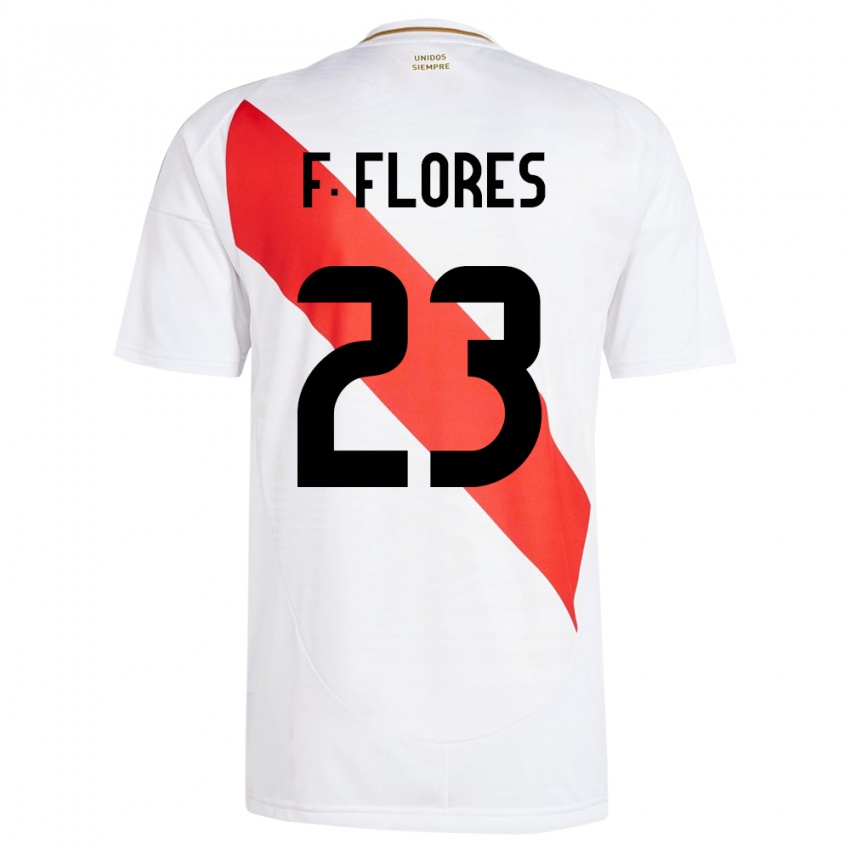 Uomo Maglia Perù Franchesco Flores #23 Bianco Kit Gara Home 24-26 Maglietta