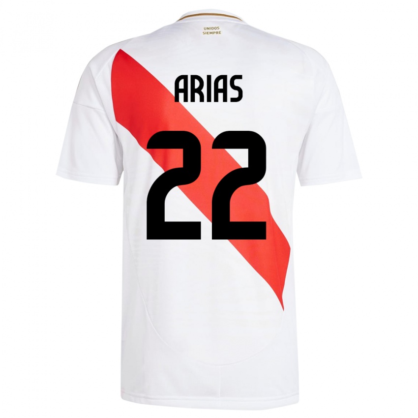 Uomo Maglia Perù Brian Arias #22 Bianco Kit Gara Home 24-26 Maglietta