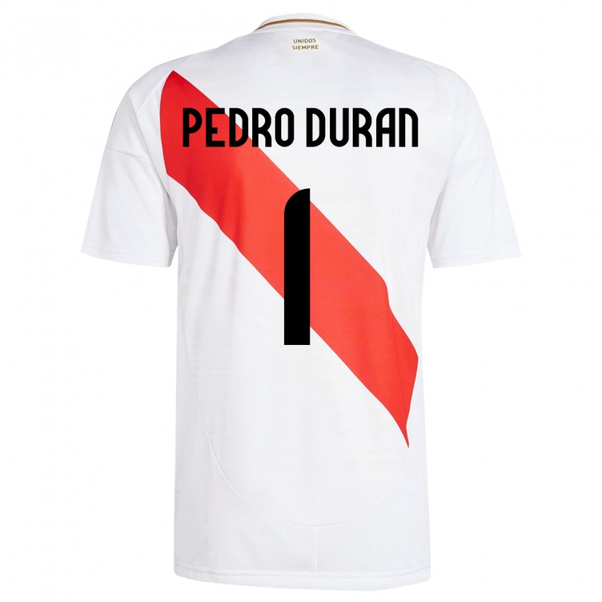 Uomo Maglia Perù Juan Pedro Durán #1 Bianco Kit Gara Home 24-26 Maglietta