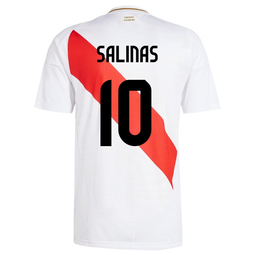 Uomo Maglia Perù Thiago Salinas #10 Bianco Kit Gara Home 24-26 Maglietta