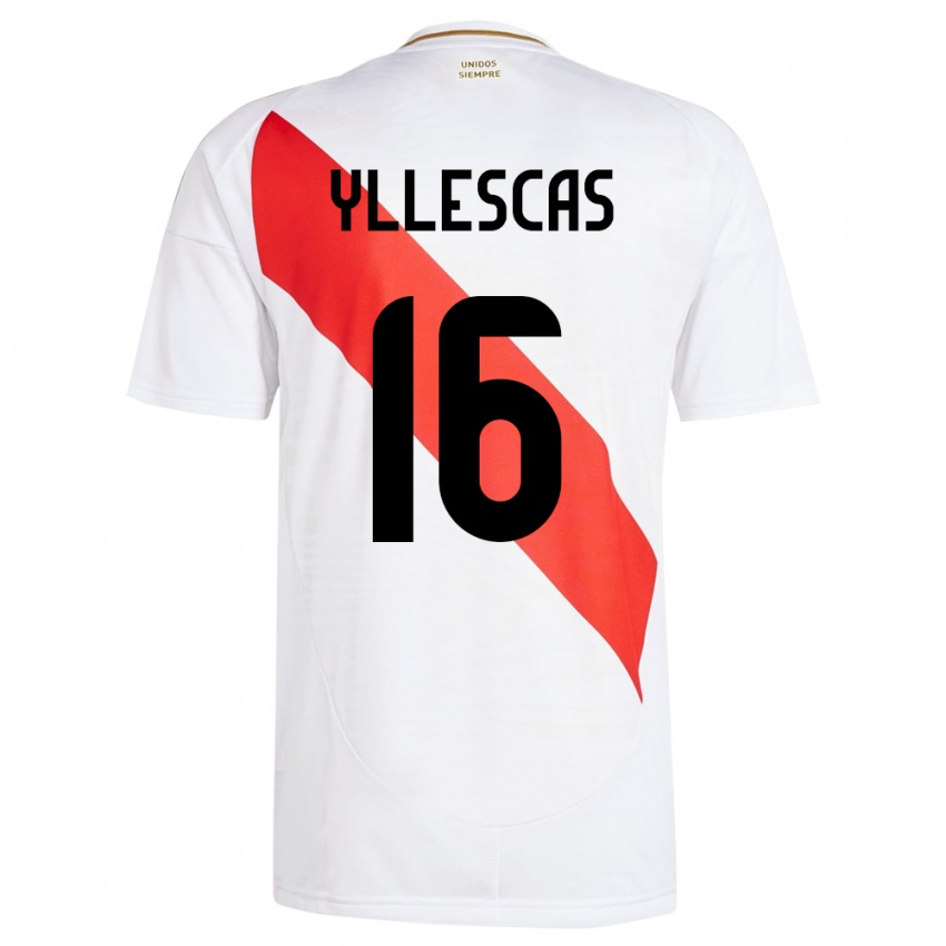 Uomo Maglia Perù Jhosenffer Yllescas #16 Bianco Kit Gara Home 24-26 Maglietta