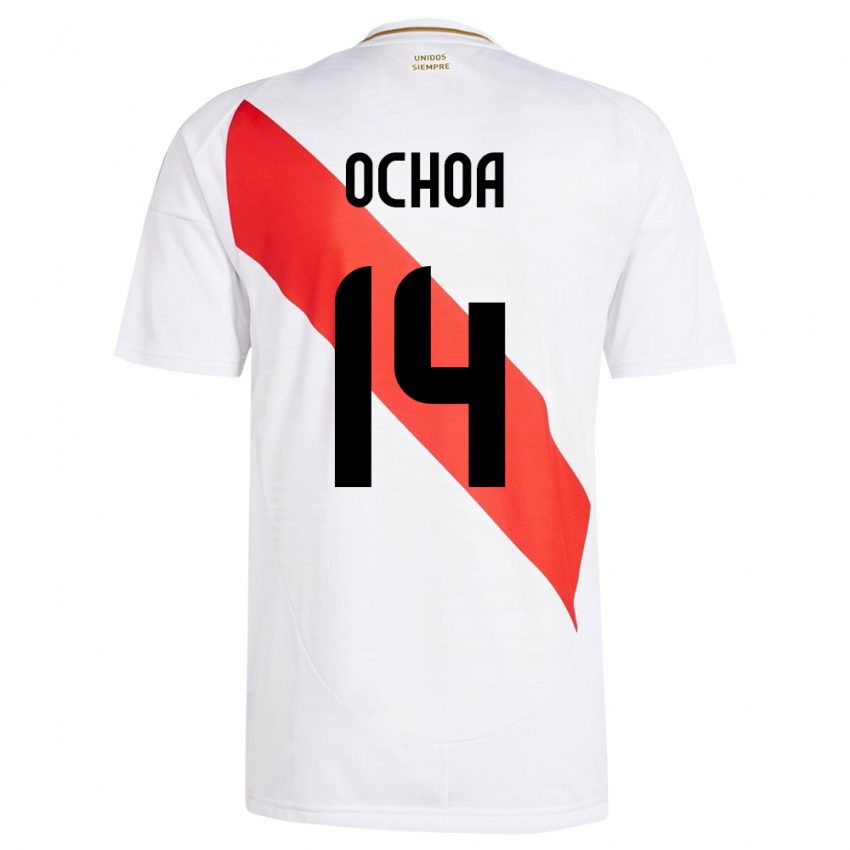 Uomo Maglia Perù Victoria Ochoa #14 Bianco Kit Gara Home 24-26 Maglietta