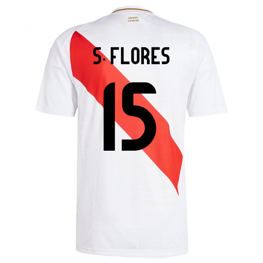 Uomo Maglia Perù Scarleth Flores #15 Bianco Kit Gara Home 24-26 Maglietta