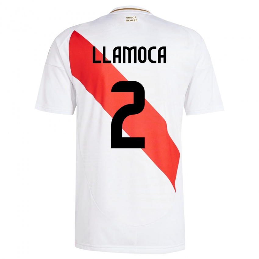 Uomo Maglia Perù Braelynn Llamoca #2 Bianco Kit Gara Home 24-26 Maglietta