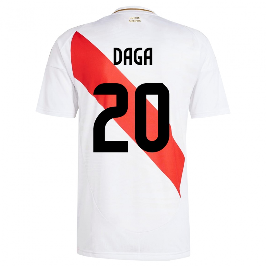 Uomo Maglia Perù Azucena Daga #20 Bianco Kit Gara Home 24-26 Maglietta