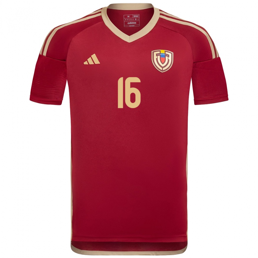 Uomo Maglia Venezuela Arianna Rodríguez #16 Borgogna Kit Gara Home 24-26 Maglietta