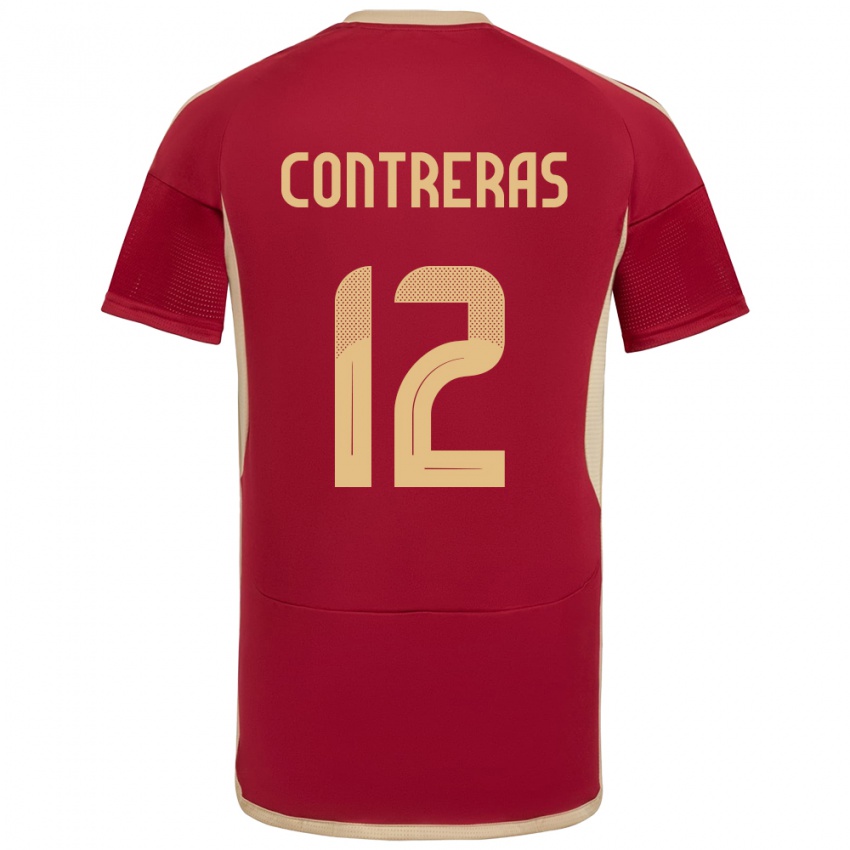 Uomo Maglia Venezuela José Contreras #12 Borgogna Kit Gara Home 24-26 Maglietta