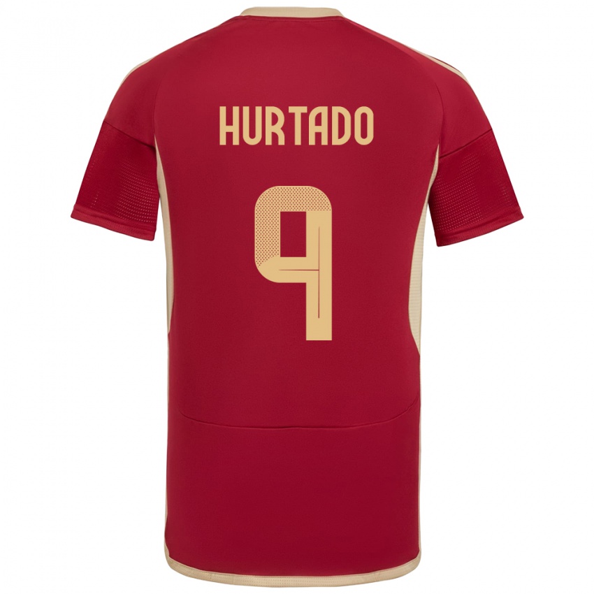 Uomo Maglia Venezuela Jan Hurtado #9 Borgogna Kit Gara Home 24-26 Maglietta