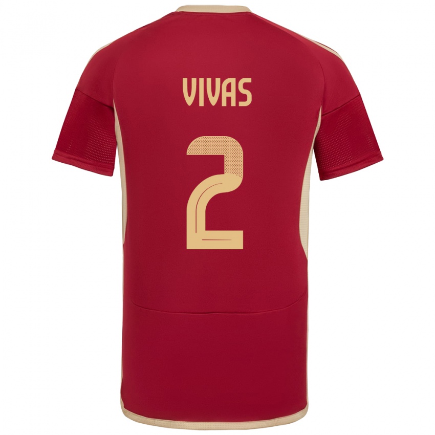 Uomo Maglia Venezuela Carlos Vivas #2 Borgogna Kit Gara Home 24-26 Maglietta