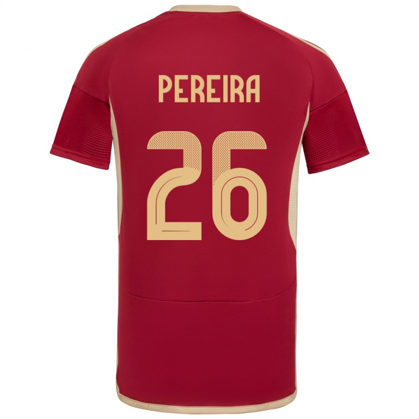 Uomo Maglia Venezuela Daniel Pereira #26 Borgogna Kit Gara Home 24-26 Maglietta