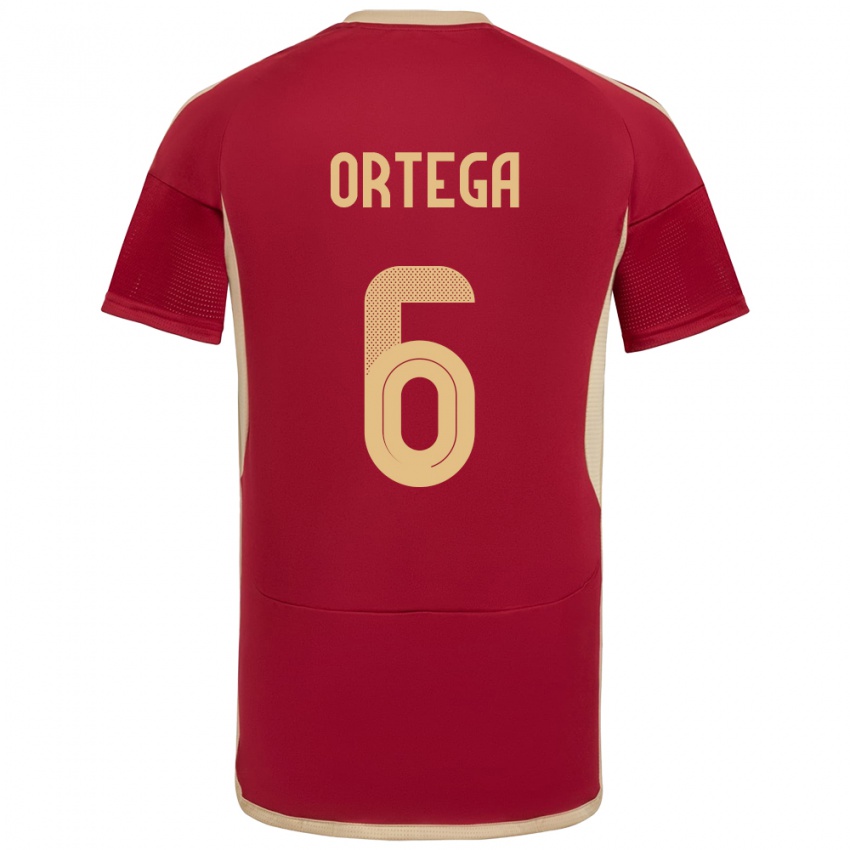 Uomo Maglia Venezuela Bryant Ortega #6 Borgogna Kit Gara Home 24-26 Maglietta