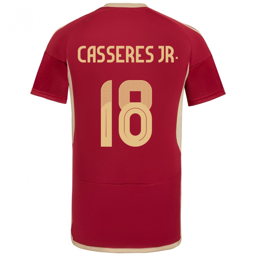 Uomo Maglia Venezuela Cristian Cásseres Jr. #18 Borgogna Kit Gara Home 24-26 Maglietta