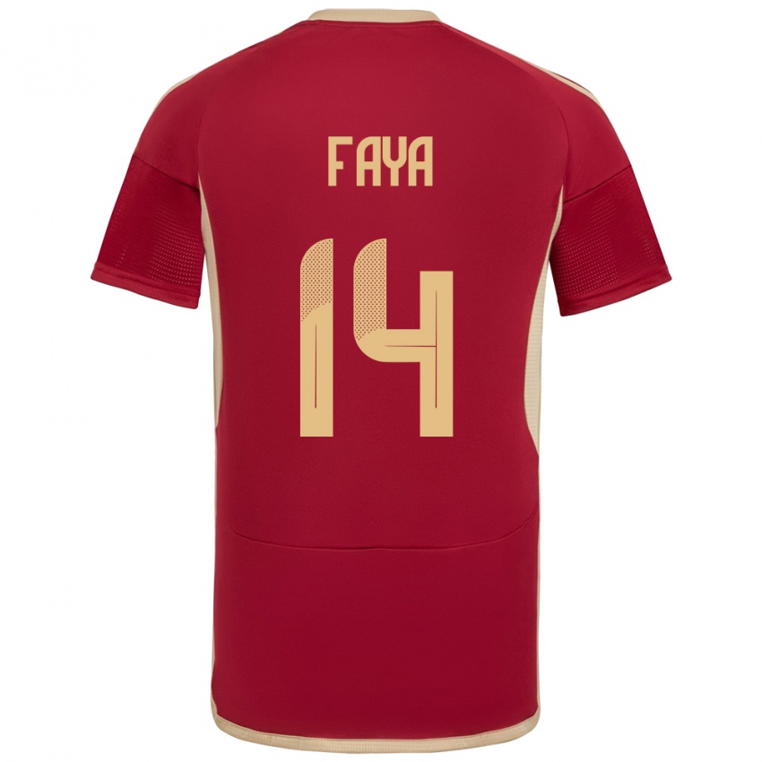 Uomo Maglia Venezuela Carlos Faya #14 Borgogna Kit Gara Home 24-26 Maglietta