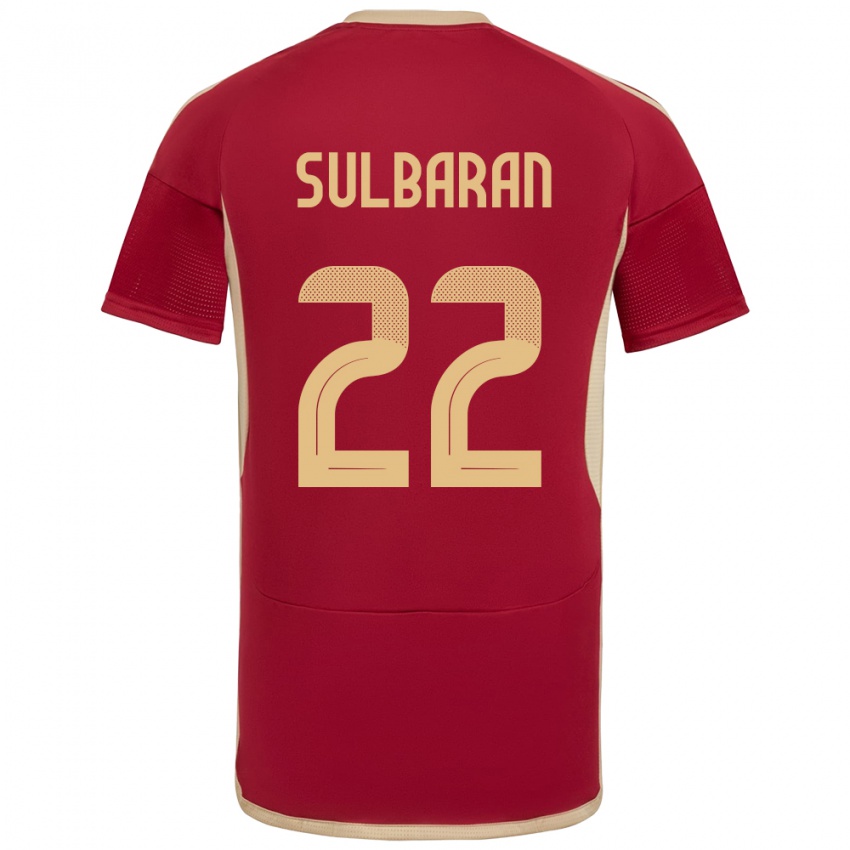 Uomo Maglia Venezuela Manuel Sulbarán #22 Borgogna Kit Gara Home 24-26 Maglietta