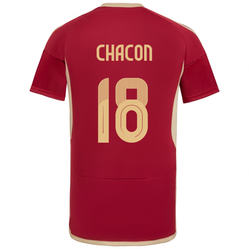 Uomo Maglia Venezuela Yerson Chacón #18 Borgogna Kit Gara Home 24-26 Maglietta