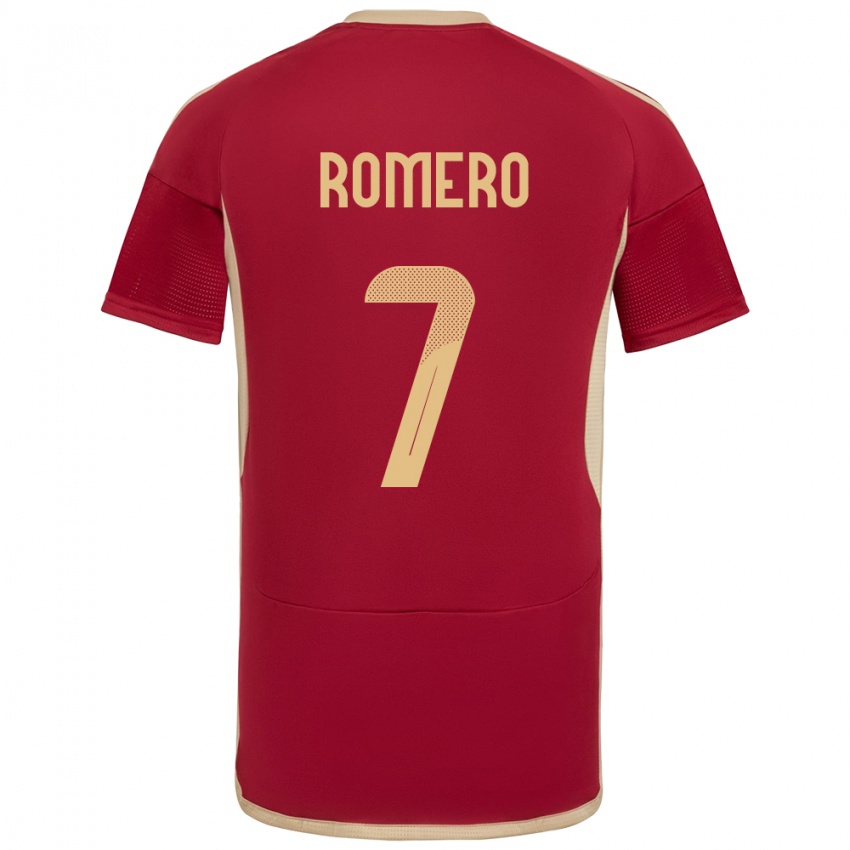 Uomo Maglia Venezuela Leenhan Romero #7 Borgogna Kit Gara Home 24-26 Maglietta