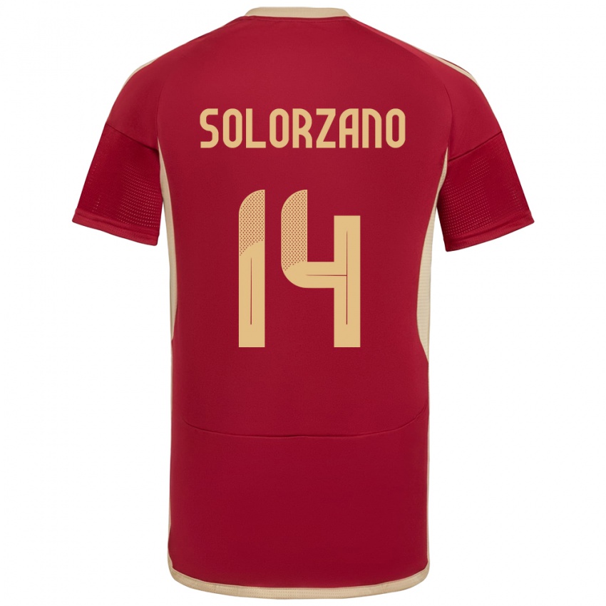 Uomo Maglia Venezuela Fabiola Solórzano #14 Borgogna Kit Gara Home 24-26 Maglietta