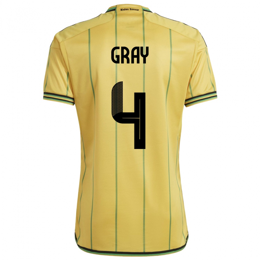 Uomo Maglia Giamaica Tayvon Gray #4 Giallo Kit Gara Home 24-26 Maglietta