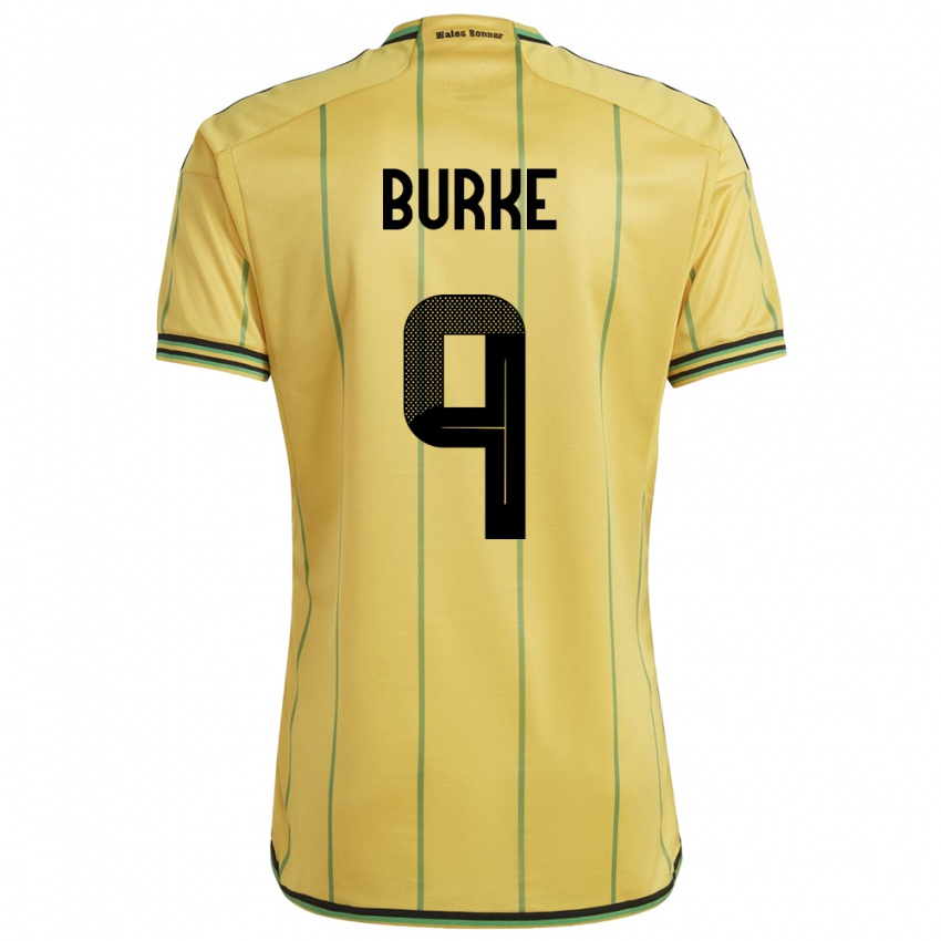 Uomo Maglia Giamaica Cory Burke #9 Giallo Kit Gara Home 24-26 Maglietta