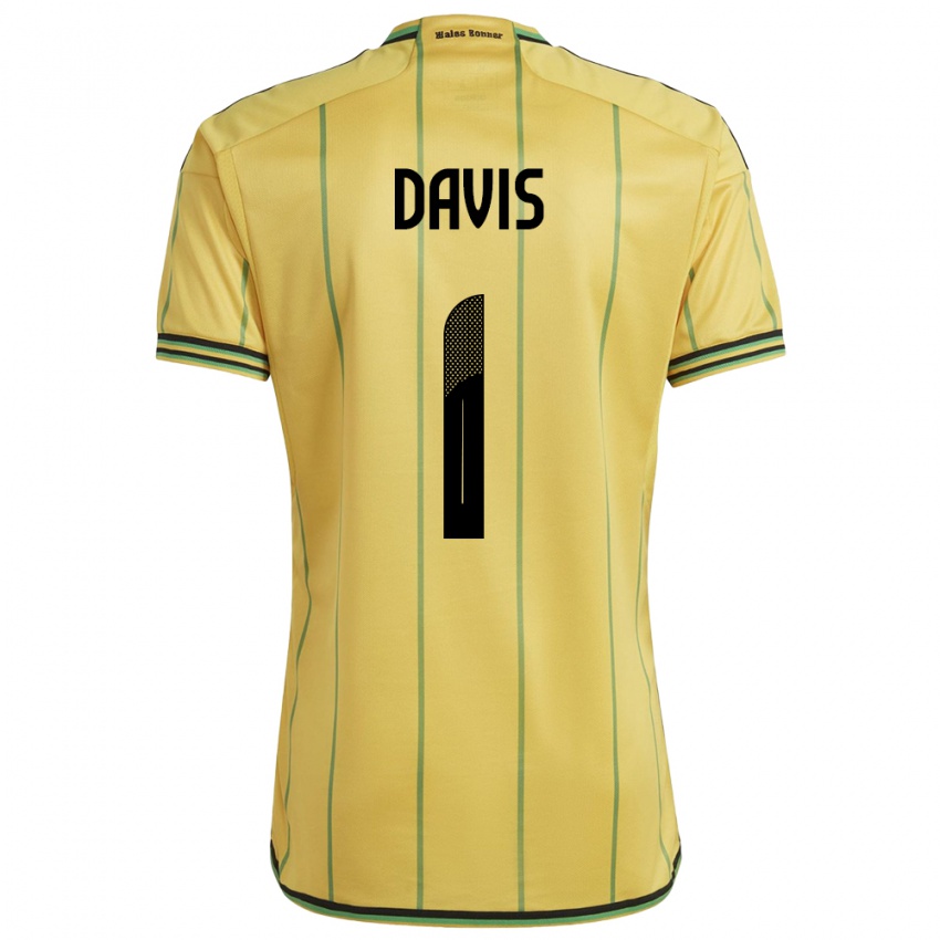 Uomo Maglia Giamaica Shaquan Davis #1 Giallo Kit Gara Home 24-26 Maglietta