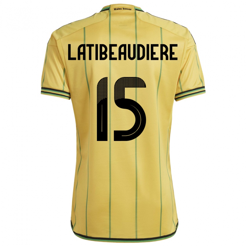 Uomo Maglia Giamaica Joel Latibeaudiere #15 Giallo Kit Gara Home 24-26 Maglietta