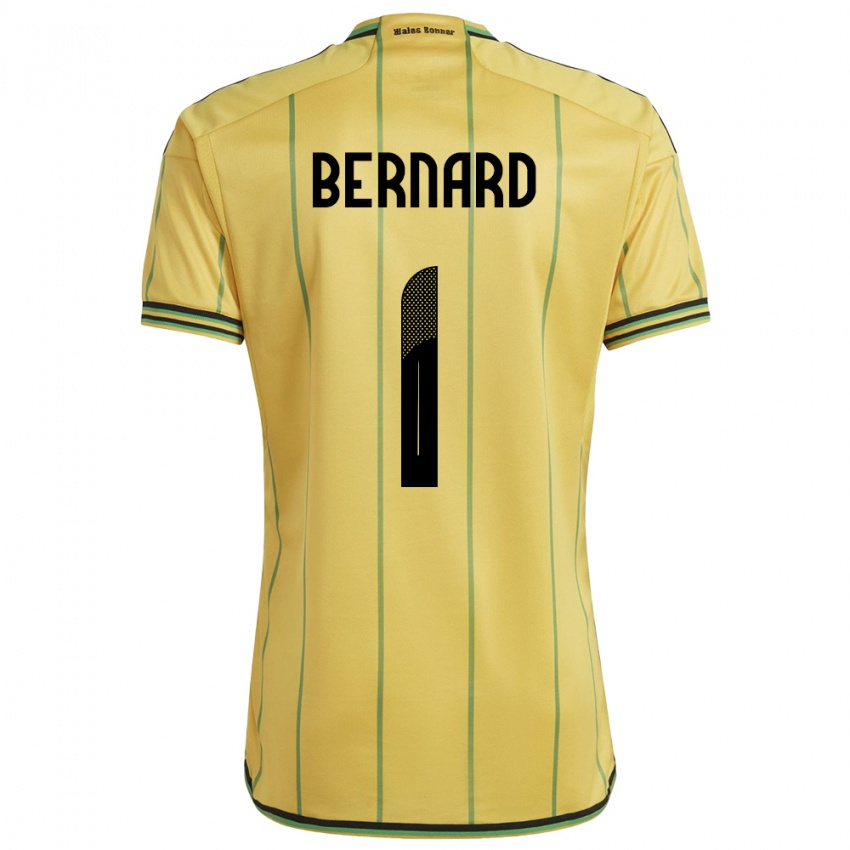 Uomo Maglia Giamaica Akeem Bernard #1 Giallo Kit Gara Home 24-26 Maglietta