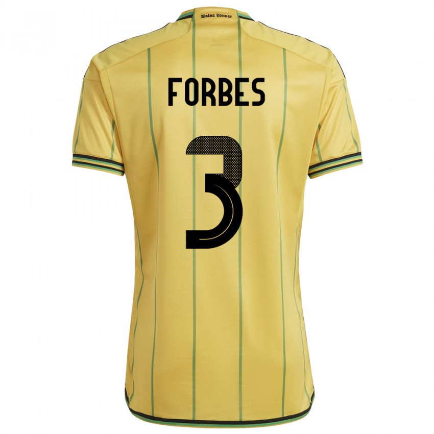 Uomo Maglia Giamaica Michael Forbes #3 Giallo Kit Gara Home 24-26 Maglietta