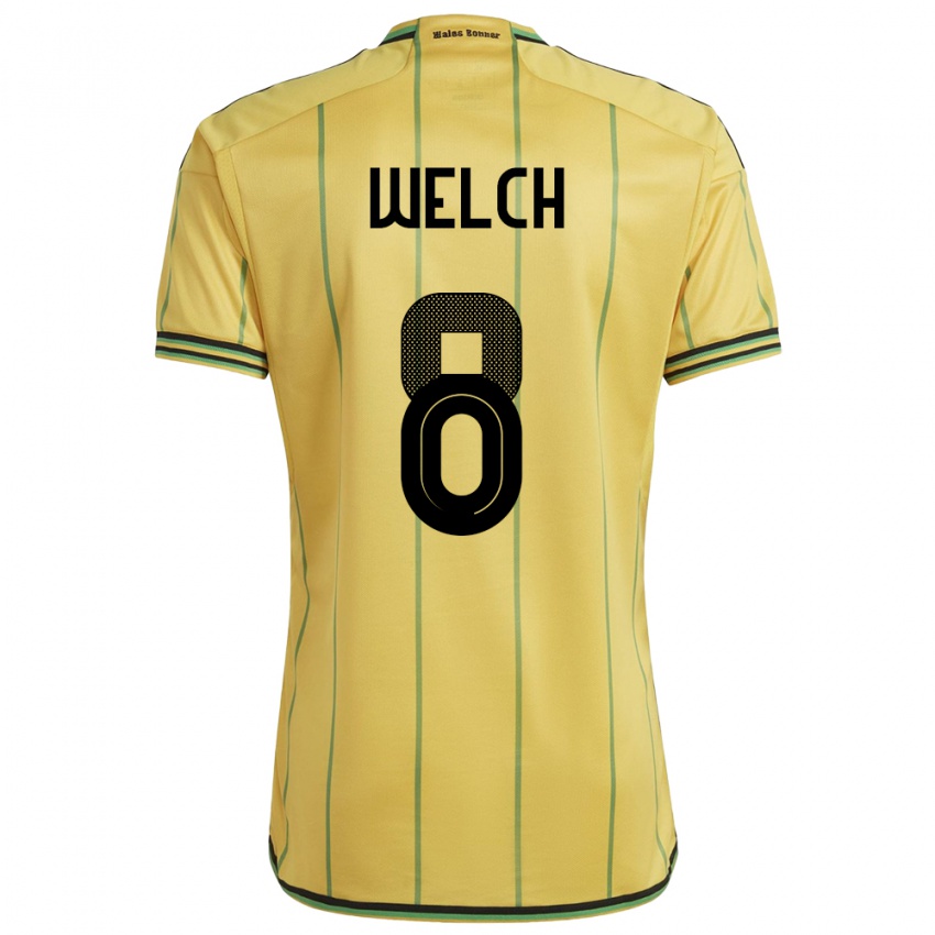 Uomo Maglia Giamaica Makai Welch #8 Giallo Kit Gara Home 24-26 Maglietta