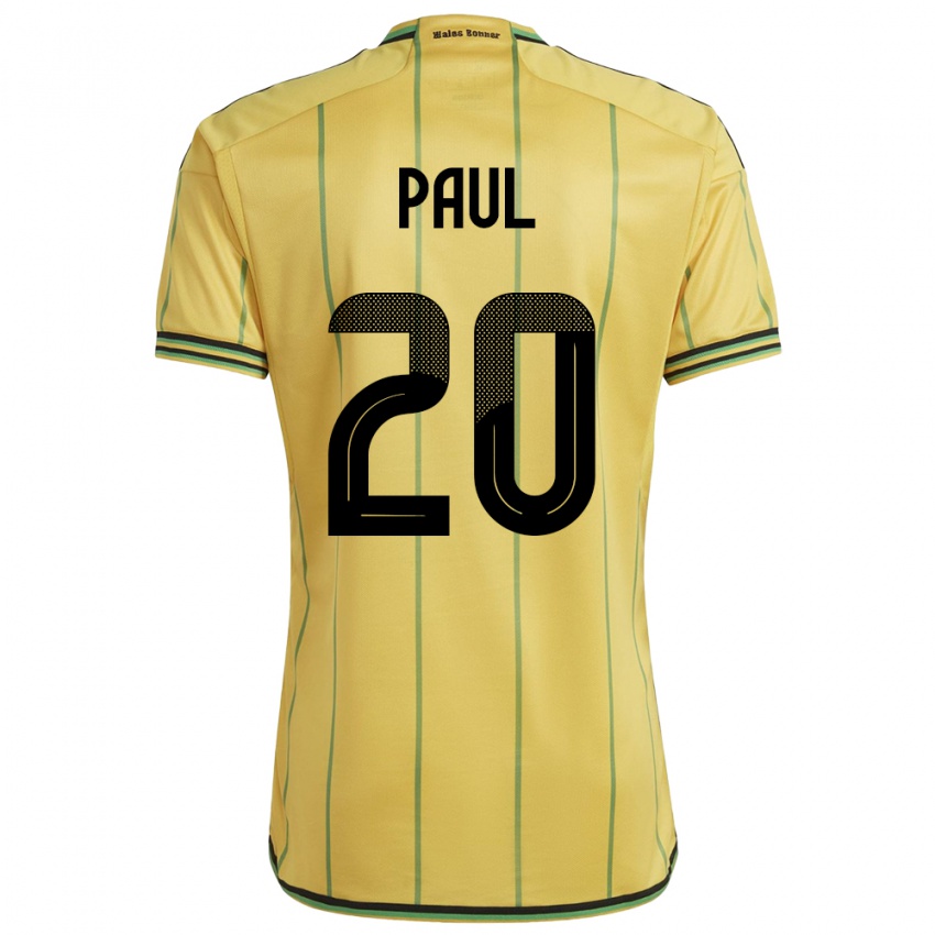 Uomo Maglia Giamaica Lachante Paul #20 Giallo Kit Gara Home 24-26 Maglietta