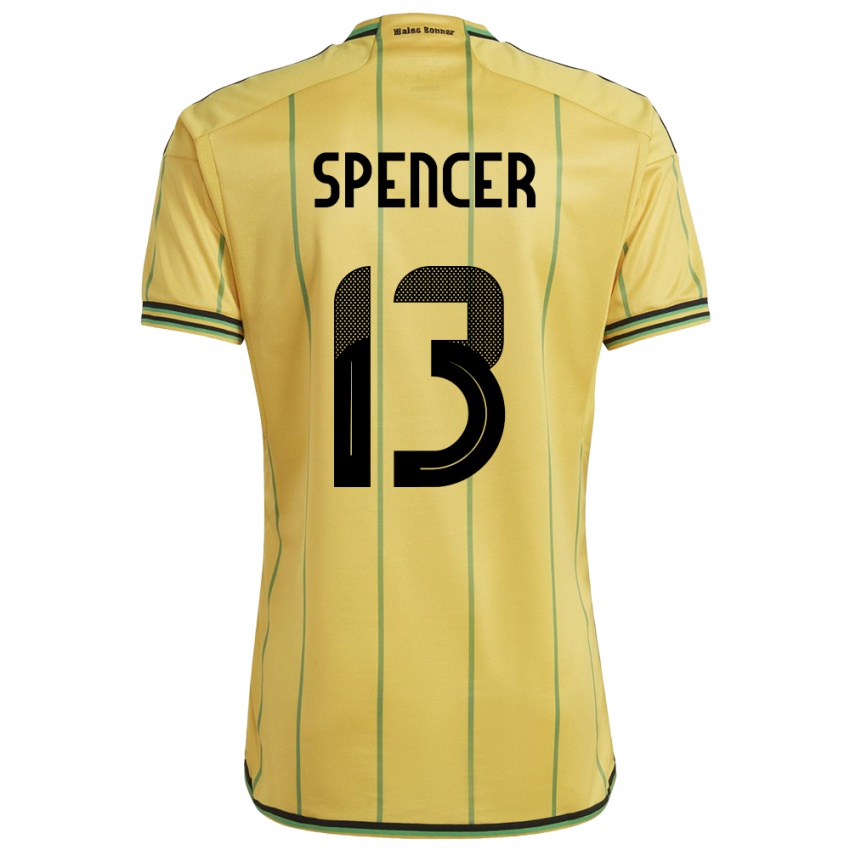 Uomo Maglia Giamaica Rebecca Spencer #13 Giallo Kit Gara Home 24-26 Maglietta