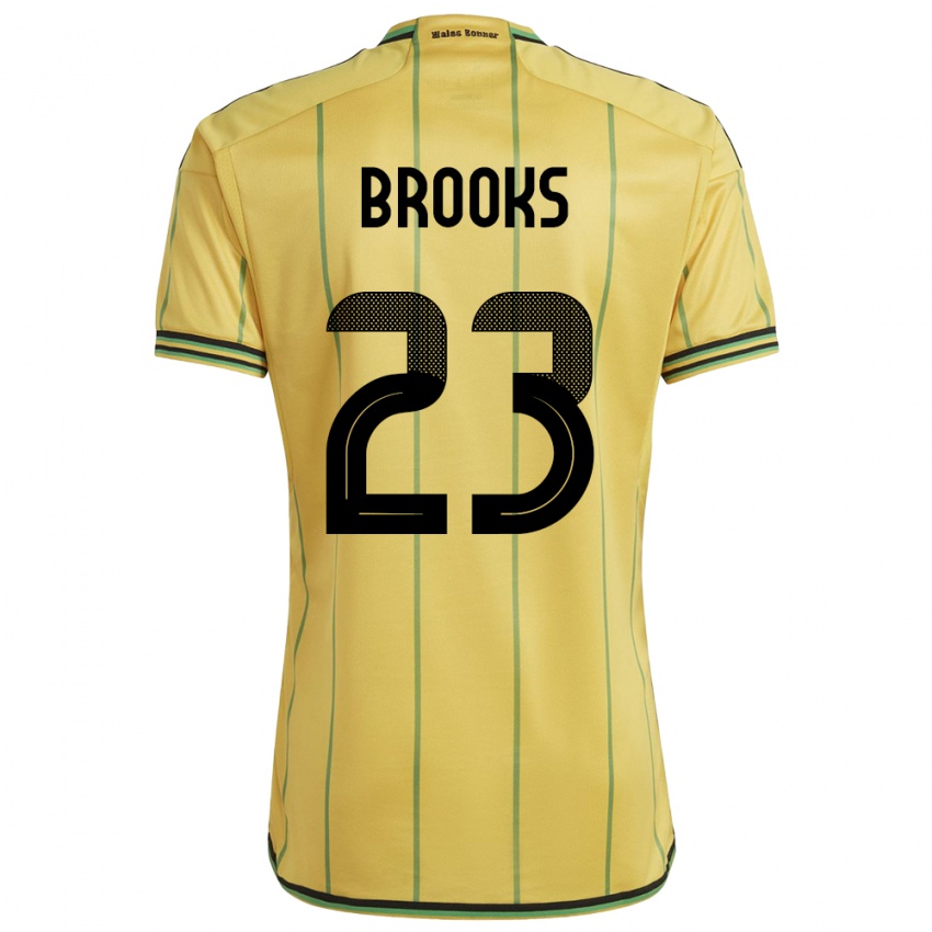 Uomo Maglia Giamaica Liya Brooks #23 Giallo Kit Gara Home 24-26 Maglietta