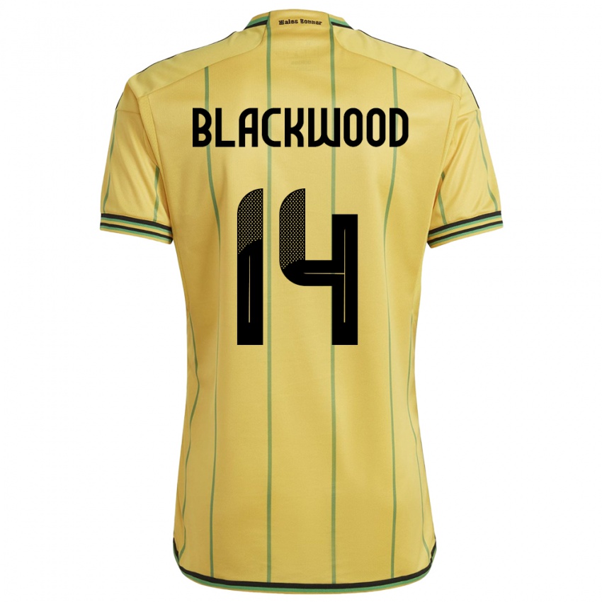 Uomo Maglia Giamaica Deneisha Blackwood #14 Giallo Kit Gara Home 24-26 Maglietta