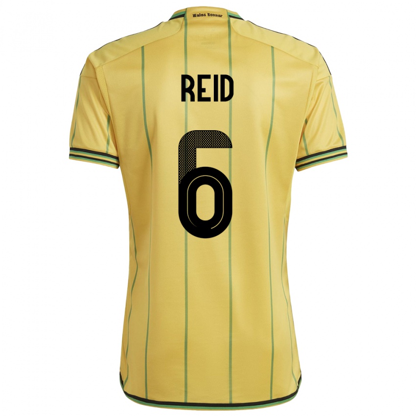 Uomo Maglia Giamaica Lauren Reid #6 Giallo Kit Gara Home 24-26 Maglietta