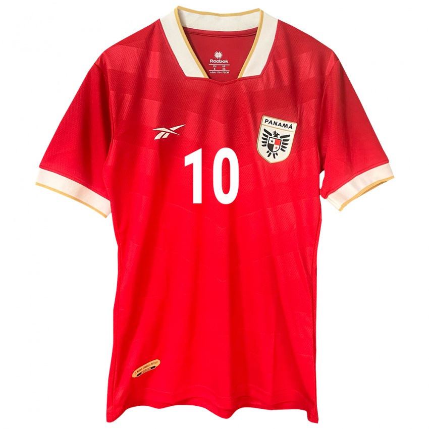 Uomo Maglia Panamá Ovidio Lopez #10 Rosso Kit Gara Home 24-26 Maglietta