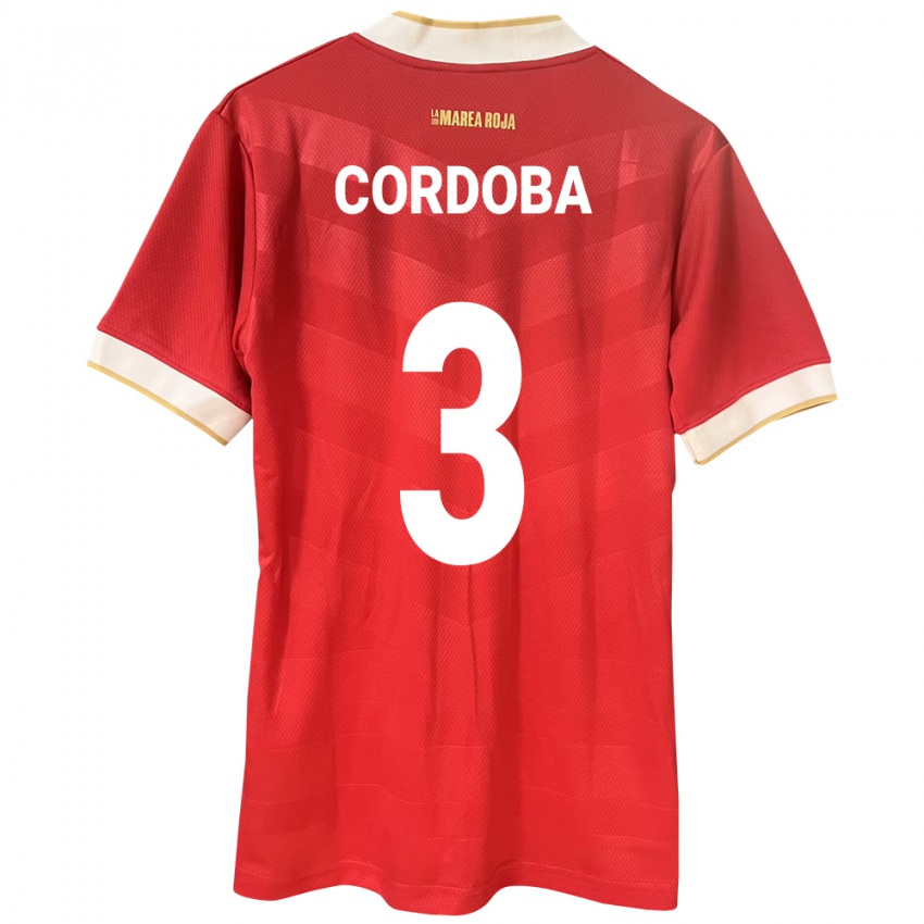 Uomo Maglia Panamá José Córdoba #3 Rosso Kit Gara Home 24-26 Maglietta