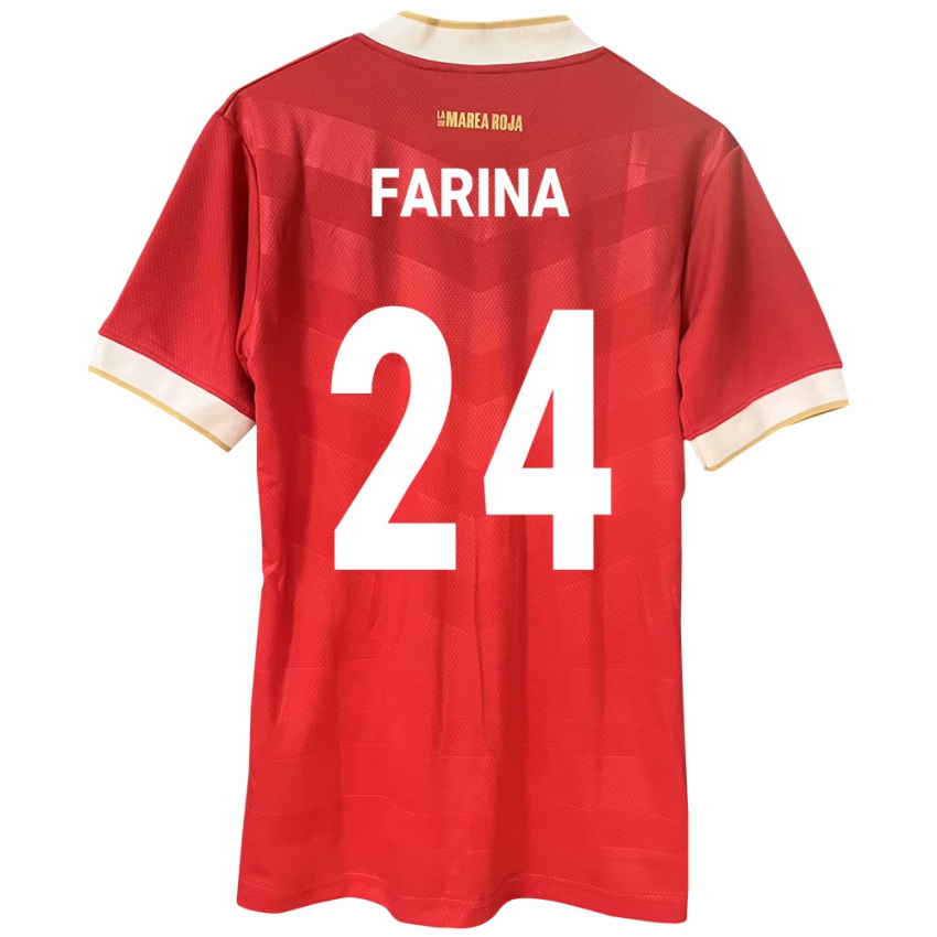 Uomo Maglia Panamá Edgardo Fariña #24 Rosso Kit Gara Home 24-26 Maglietta
