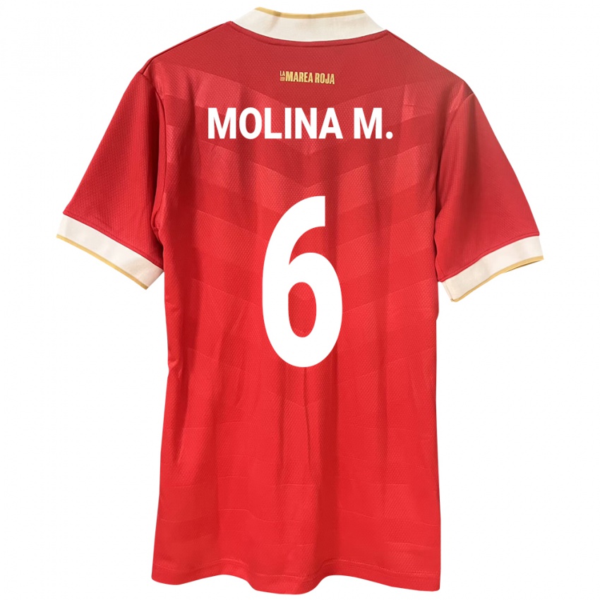 Uomo Maglia Panamá Mariana Molina #6 Rosso Kit Gara Home 24-26 Maglietta