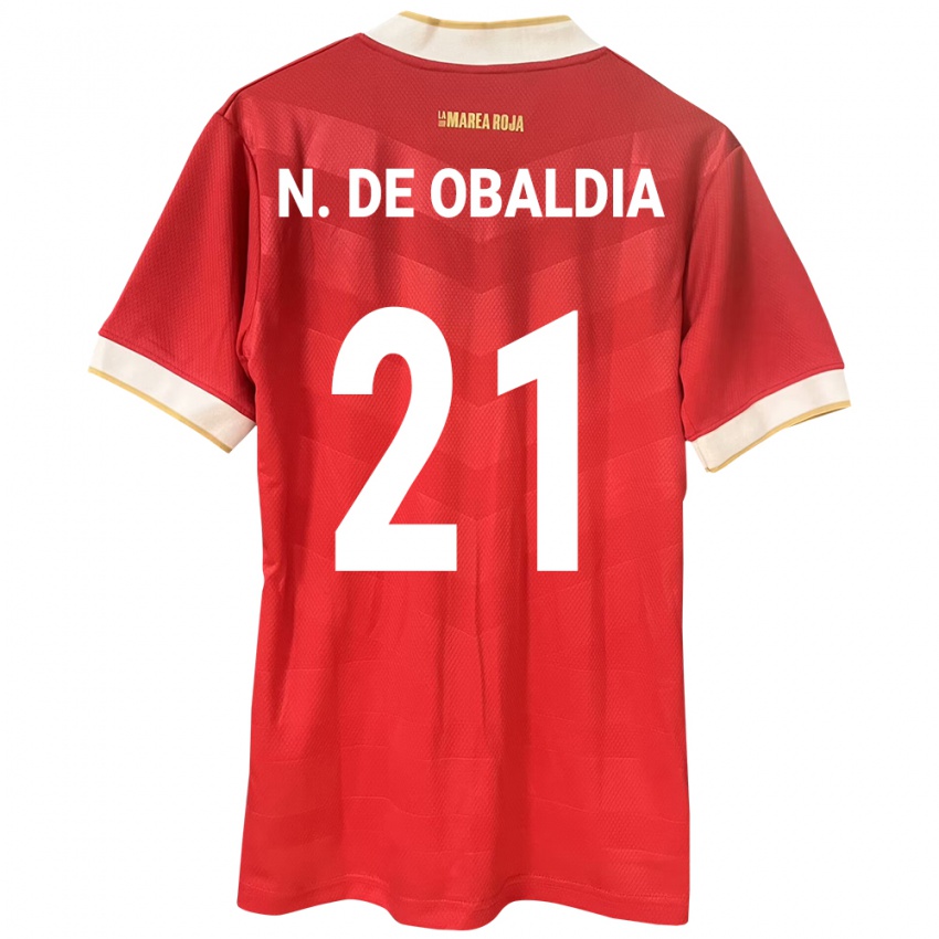 Uomo Maglia Panamá Nicole De Obaldía #21 Rosso Kit Gara Home 24-26 Maglietta