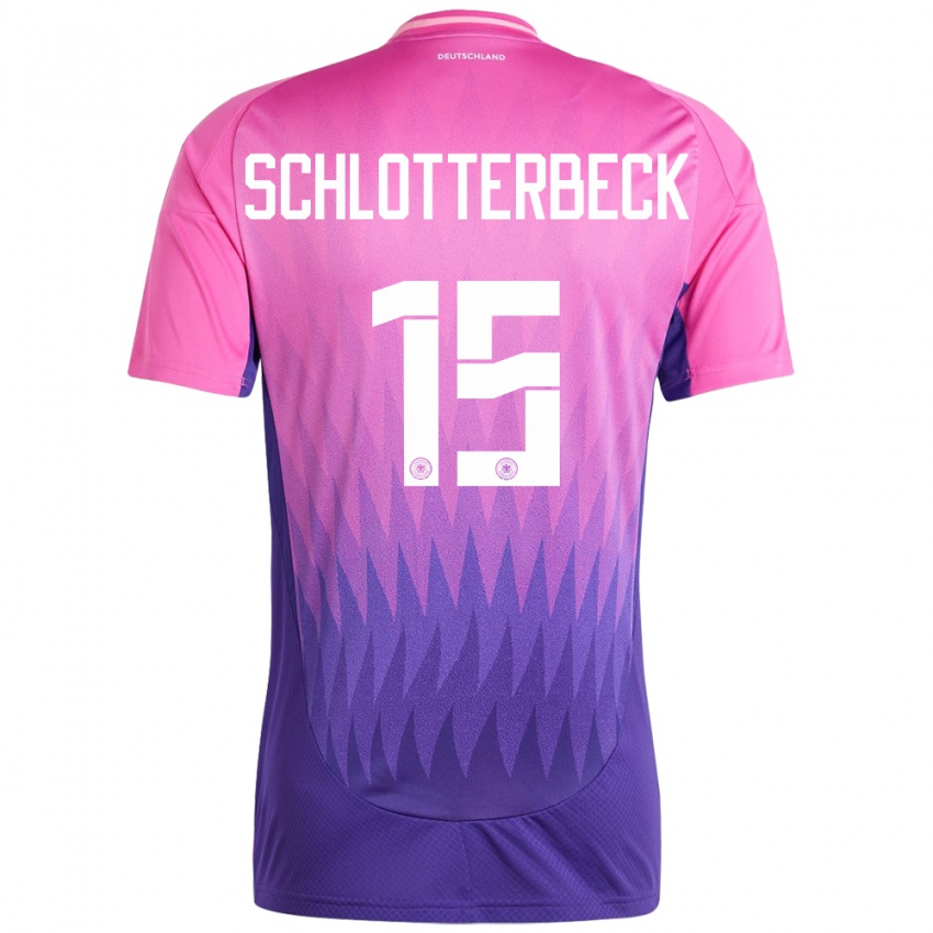 Uomo Maglia Germania Nico Schlotterbeck #15 Rosa Viola Kit Gara Away 24-26 Maglietta