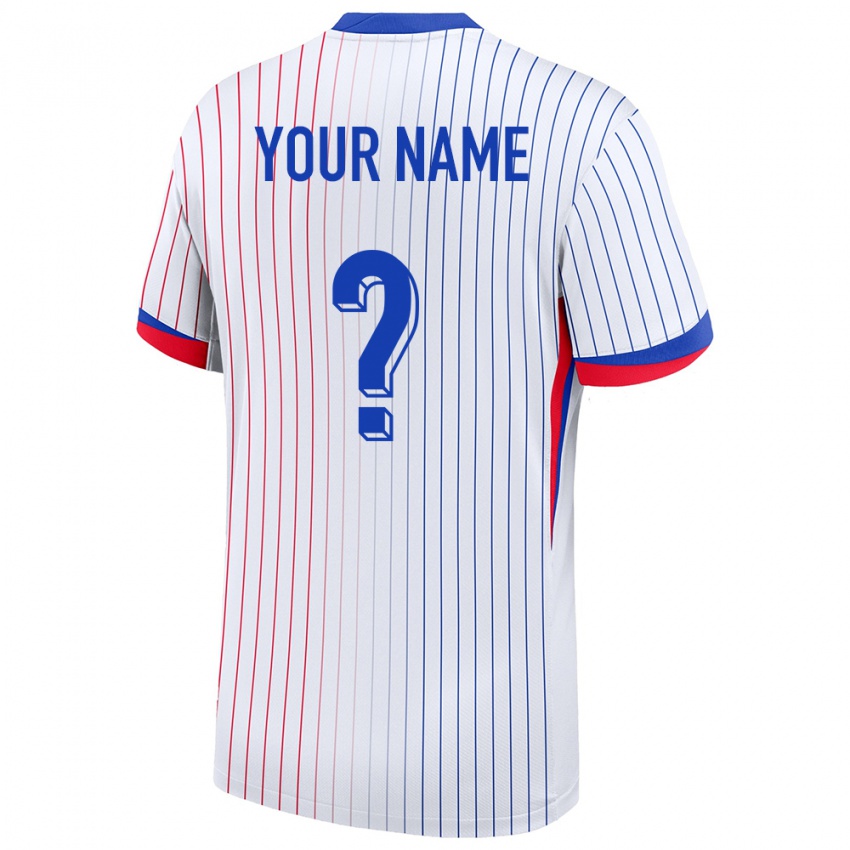 Uomo Maglia Francia Il Tuo Nome #0 Bianco Kit Gara Away 24-26 Maglietta