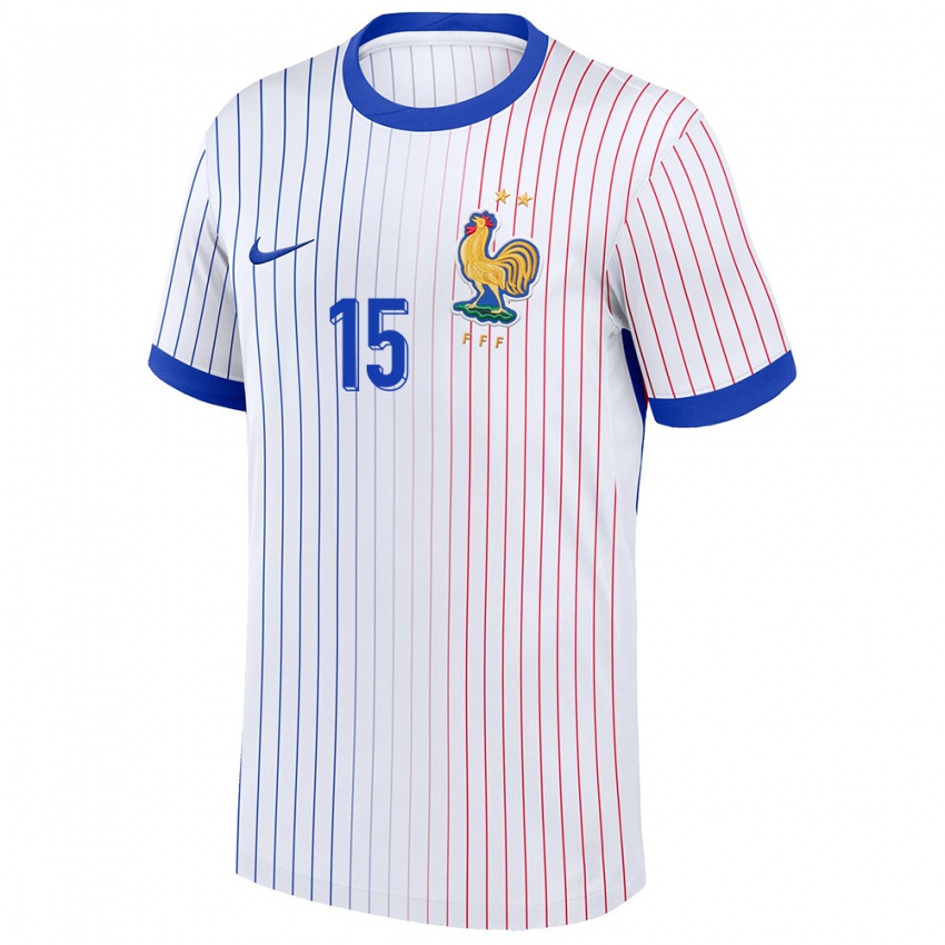 Uomo Maglia Francia Elye Wahi #15 Bianco Kit Gara Away 24-26 Maglietta