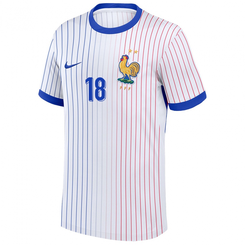 Uomo Maglia Francia Benoit Badiashile #18 Bianco Kit Gara Away 24-26 Maglietta