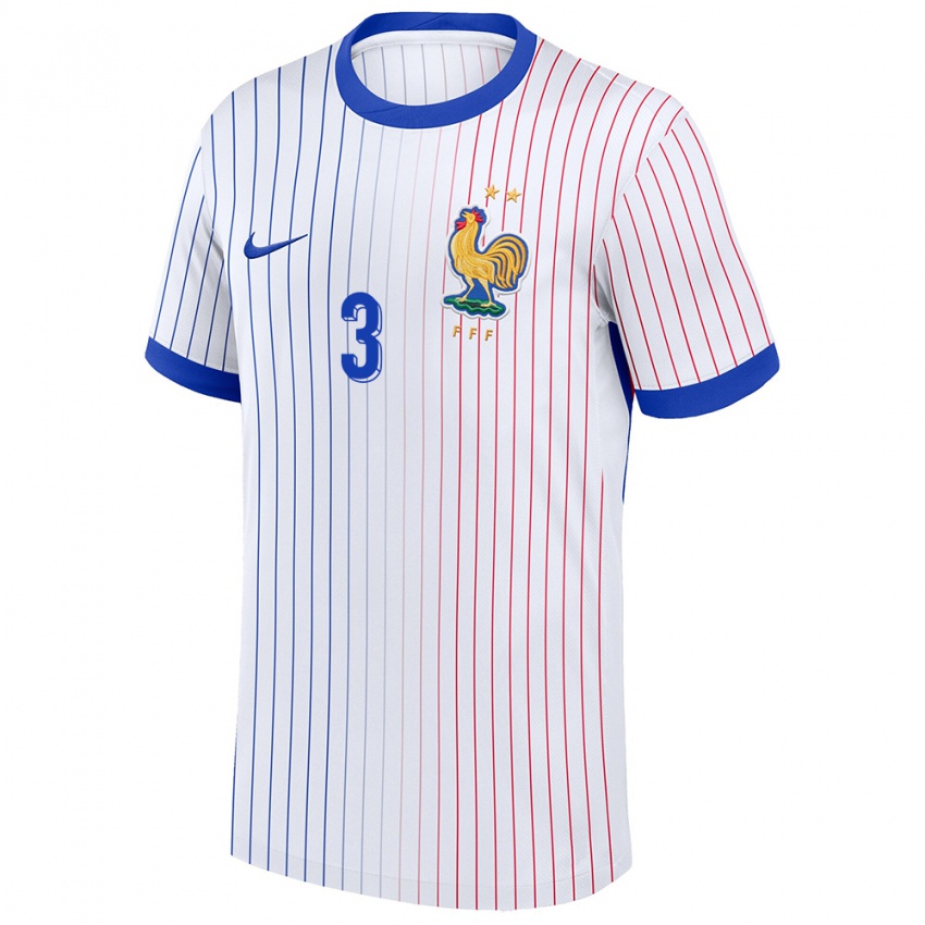 Uomo Maglia Francia Jaouen Hadjam #3 Bianco Kit Gara Away 24-26 Maglietta