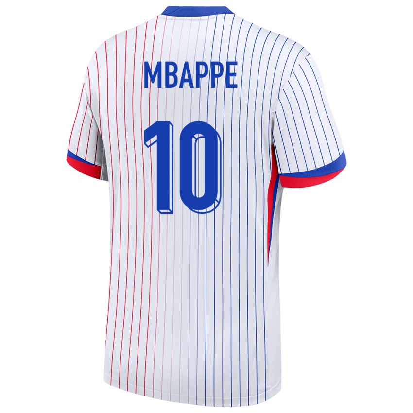 Uomo Maglia Francia Kylian Mbappe #10 Bianco Kit Gara Away 24-26 Maglietta