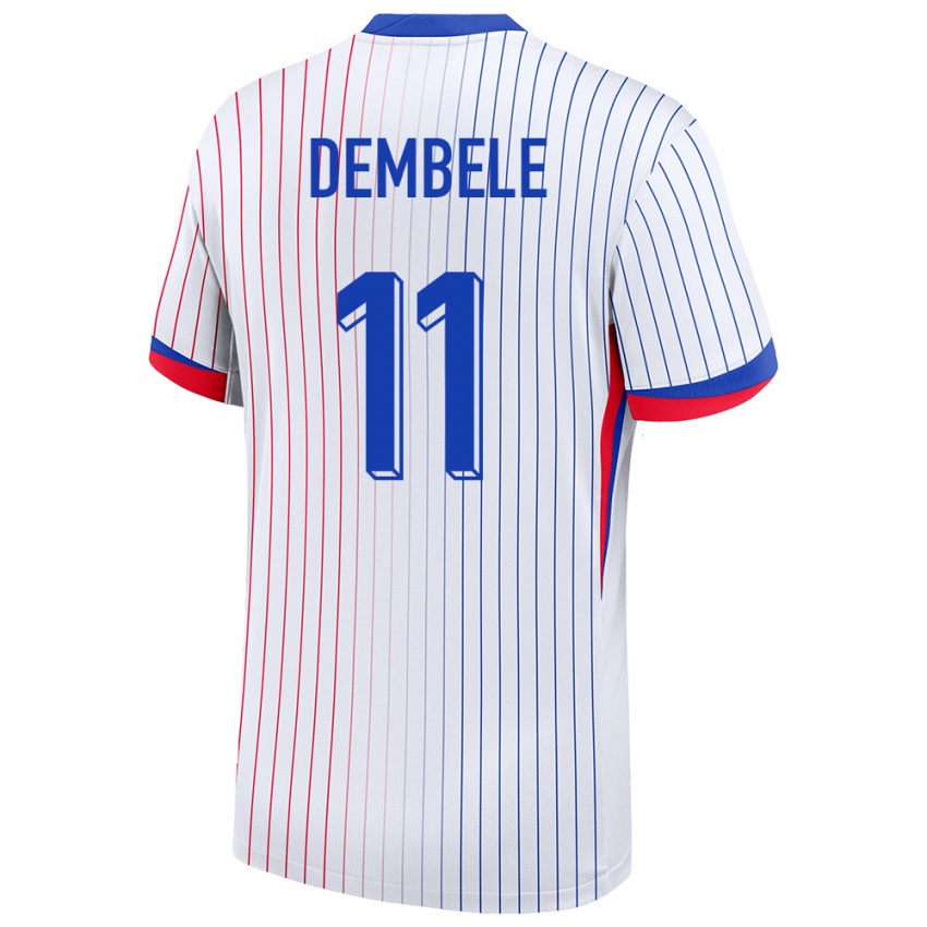 Uomo Maglia Francia Ousmane Dembele #11 Bianco Kit Gara Away 24-26 Maglietta