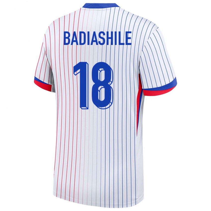 Uomo Maglia Francia Benoit Badiashile #18 Bianco Kit Gara Away 24-26 Maglietta