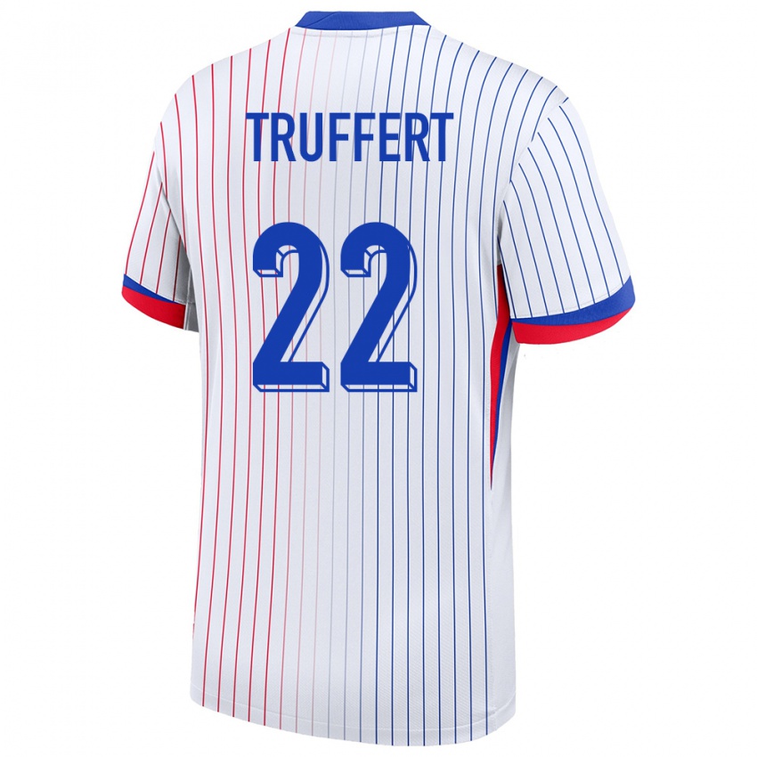 Uomo Maglia Francia Adrien Truffert #22 Bianco Kit Gara Away 24-26 Maglietta